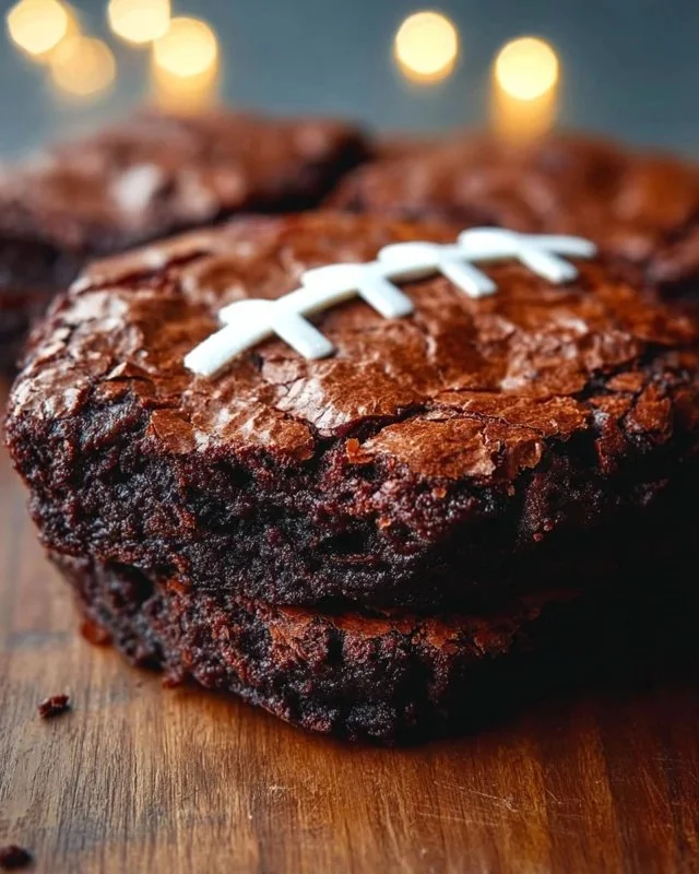 Delicious Big Football Brownie topped with football decorations for game day