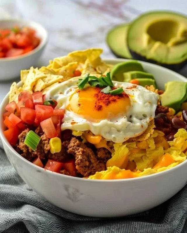 Delicious Breakfast Burrito Bowl with fresh ingredients