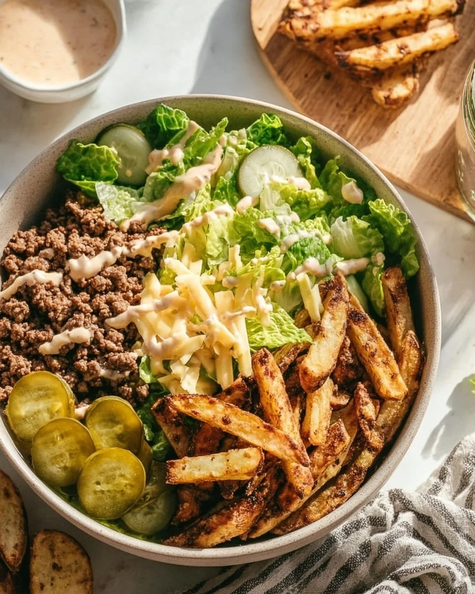 Healthy burger bowls with toppings like lettuce, tomatoes, and cheese.