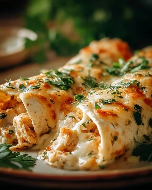 Cheesy chicken garlic wraps on a plate, ready to be enjoyed