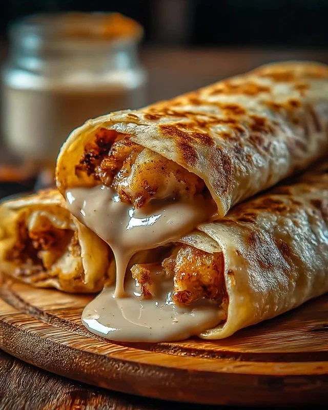 Delicious cheesy garlic chicken wraps ready to serve, packed with flavor and freshness.