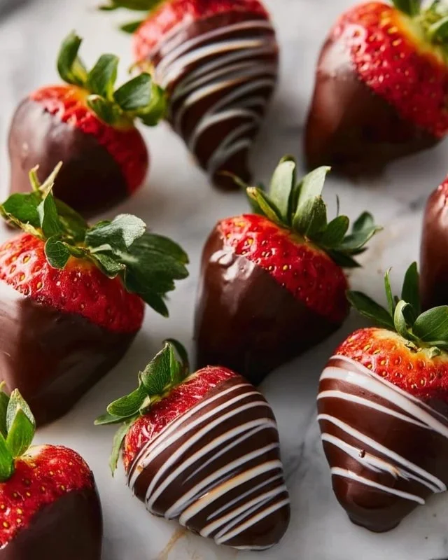 Delicious chocolate-covered strawberries on a white plate.