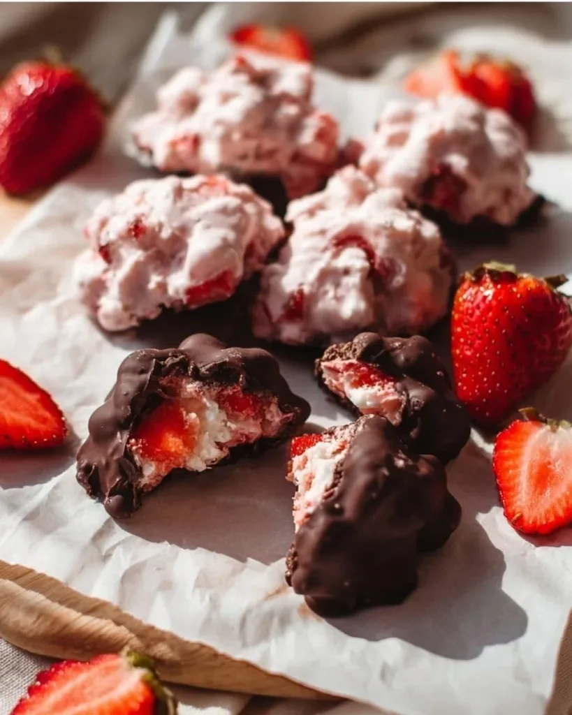 Delicious Chocolate Strawberry Yogurt Clusters recipe for a healthy snack