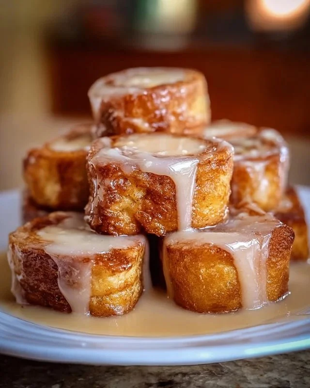 Delicious Cinnamon Roll French Toast Bites served on a plate with syrup and cinnamon.