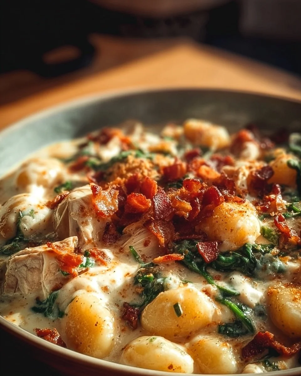Creamy Crack Chicken Gnocchi served in a bowl with parsley garnish.