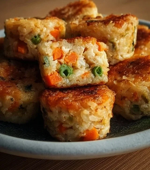 Easy chicken and veggie rice bites recipe for a healthy snack
