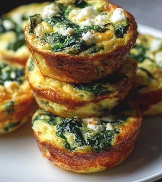 Delicious egg muffins with spinach and feta baked to perfection