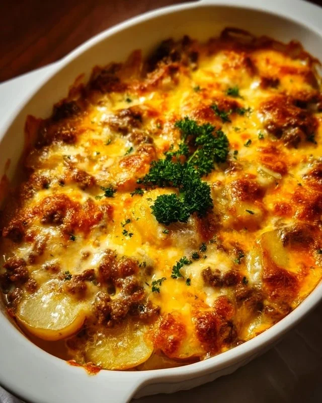 Delicious Hobo Casserole made with ground beef and vegetables