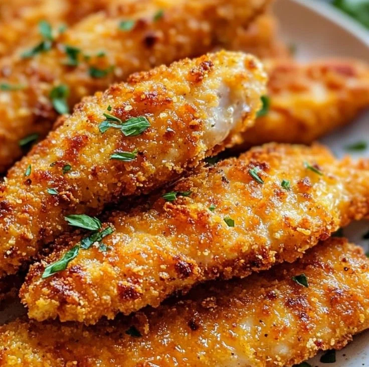 Plate of homemade baked chicken tenders with dipping sauce