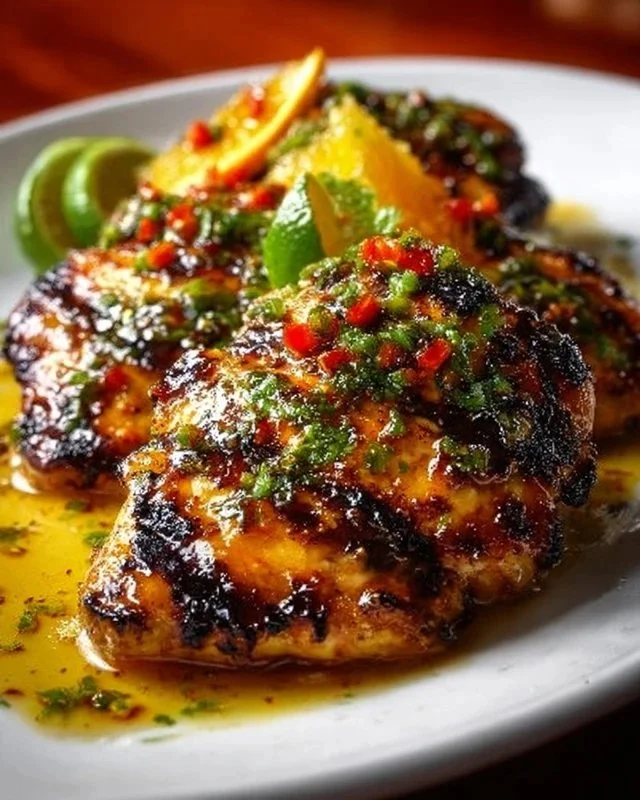 Delicious plate of Key West grilled chicken with vibrant vegetables