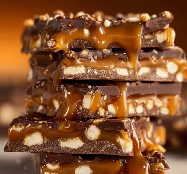 Delicious Salted Caramel Pretzel Bark with chocolate and pretzels