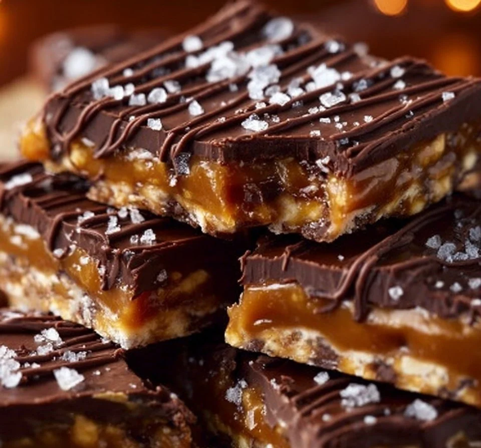 Delicious homemade salted caramel pretzel bark with a crunchy texture.