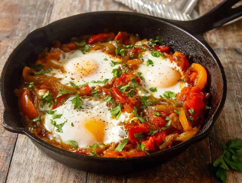 Delicious Afghan Omelette garnished with fresh herbs and spices.