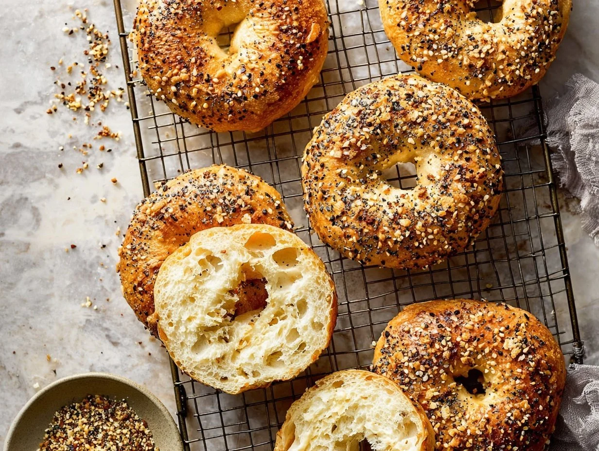Baked protein bagels made with cottage cheese for a healthy snack