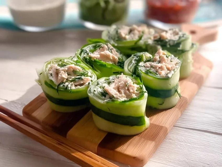 Buffalo Chicken Cucumber Rolls