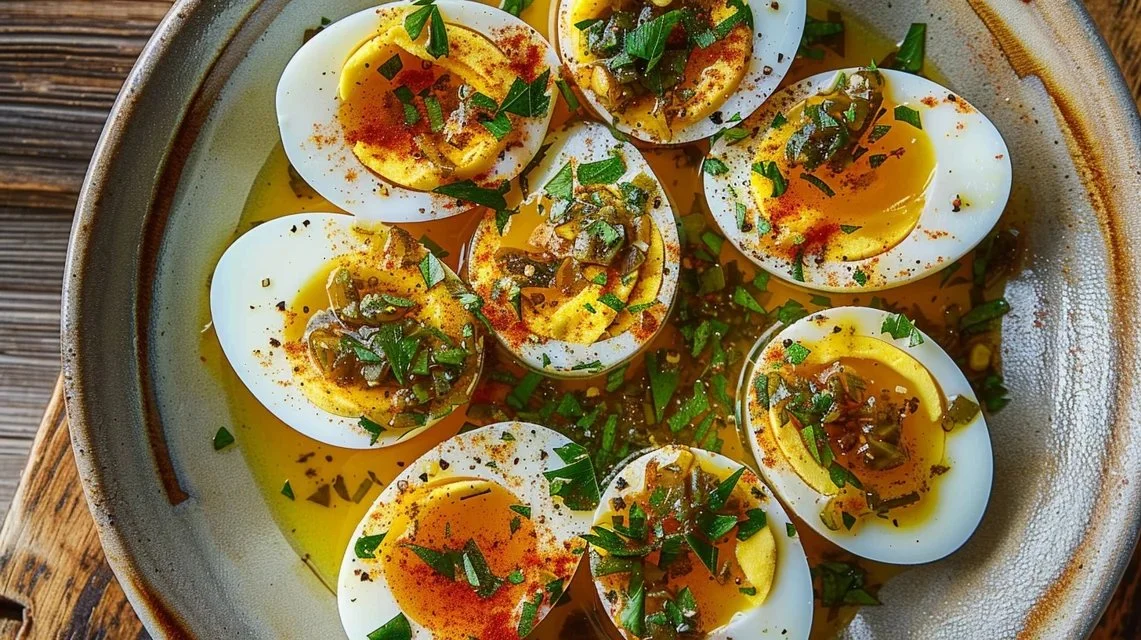 Cajun Boiled Eggs with Spicy Garlic Butter Sauce