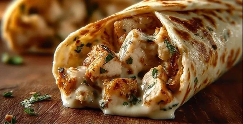 Cheesy Garlic Chicken Wraps