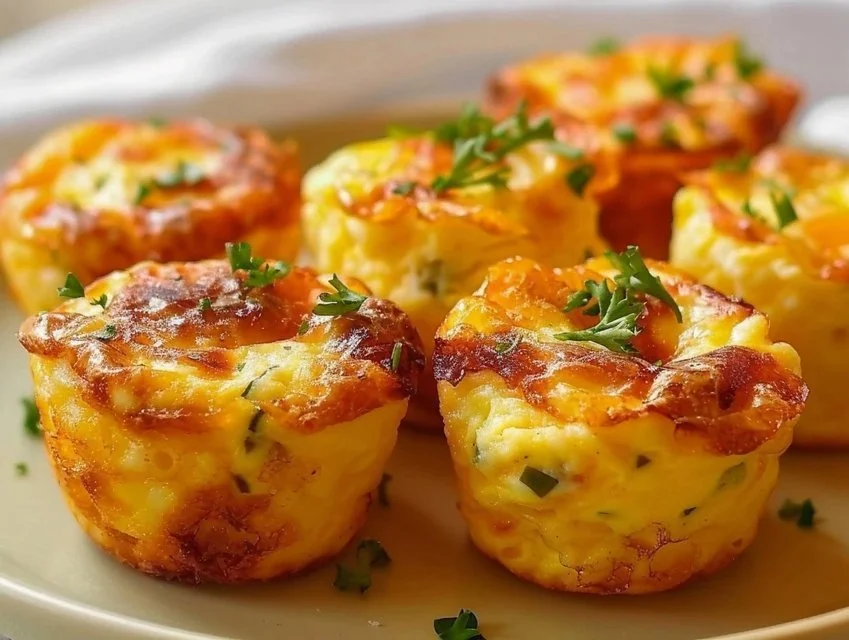 Cheesy Muffin Tin Cottage Cheese Egg Bites ready to enjoy for breakfast