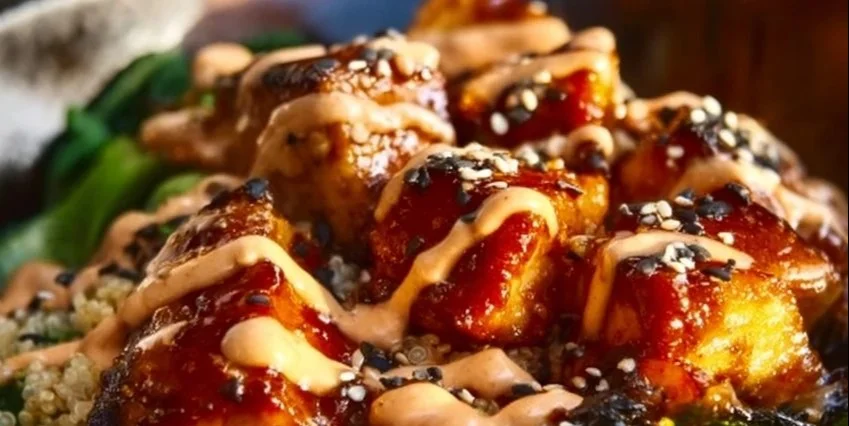 Crispy Bang Bang Salmon Bites Bowls