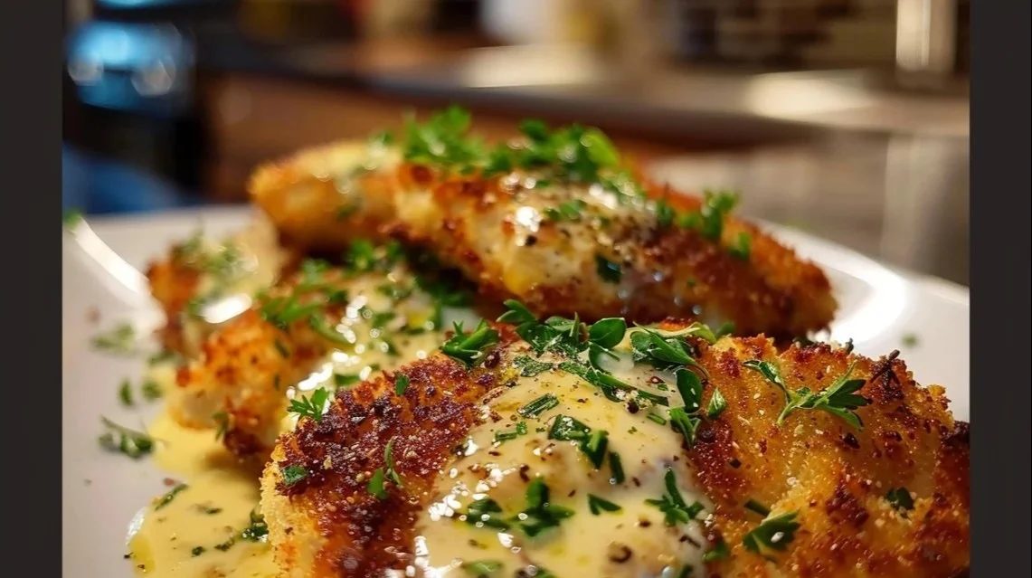 Crispy Parmesan Chicken with Garlic Sauce