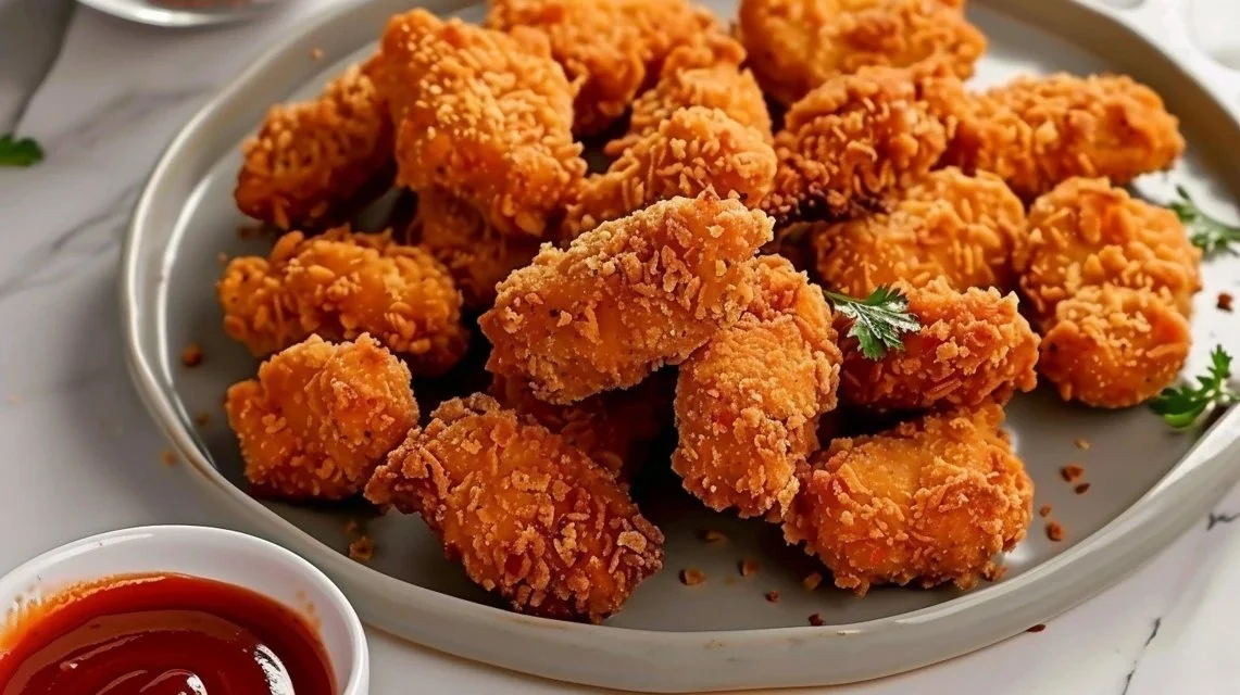Crispy and flavorful Desi Chicken Nuggets served with dipping sauce