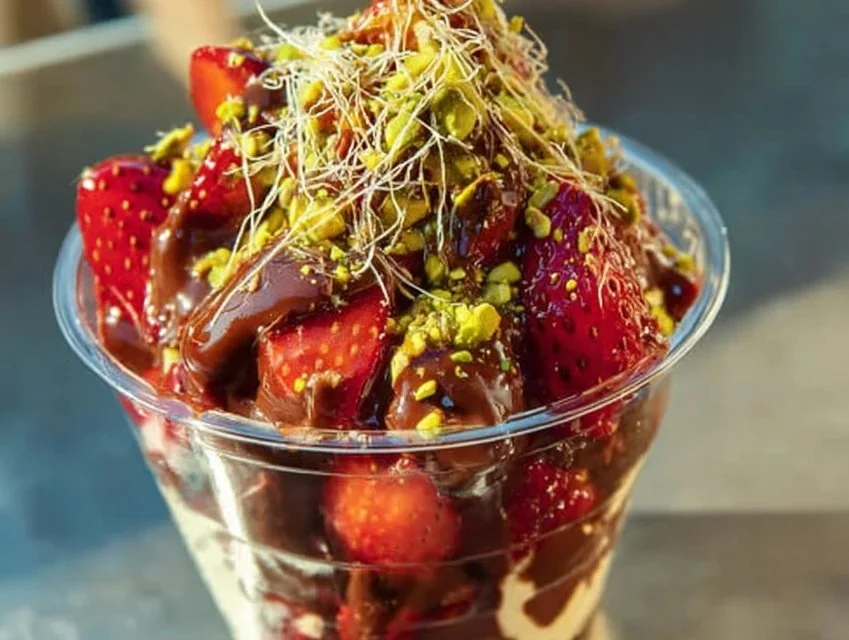 Dubai Chocolate Strawberry Cup with rich chocolate coating and fresh strawberries