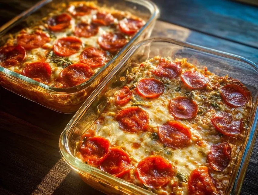 High protein cottage cheese pizza bowl with fresh toppings