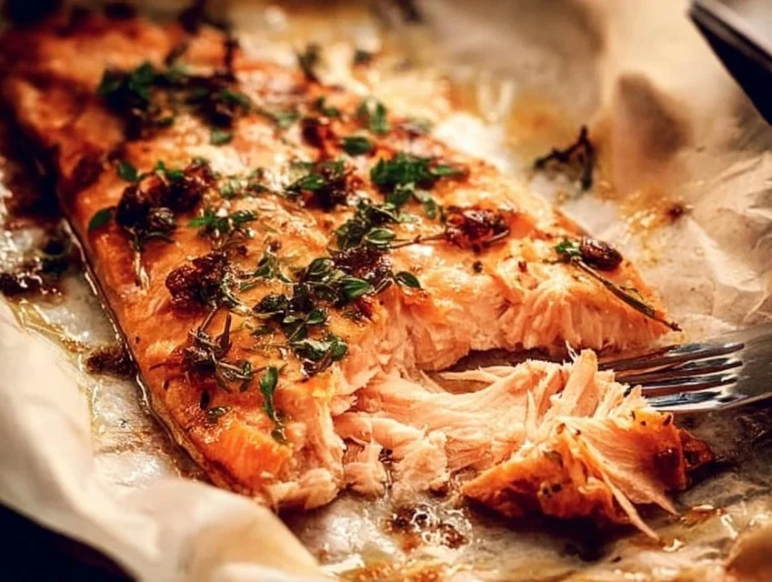 Delicious salmon fillet marinated in easy homemade marinade