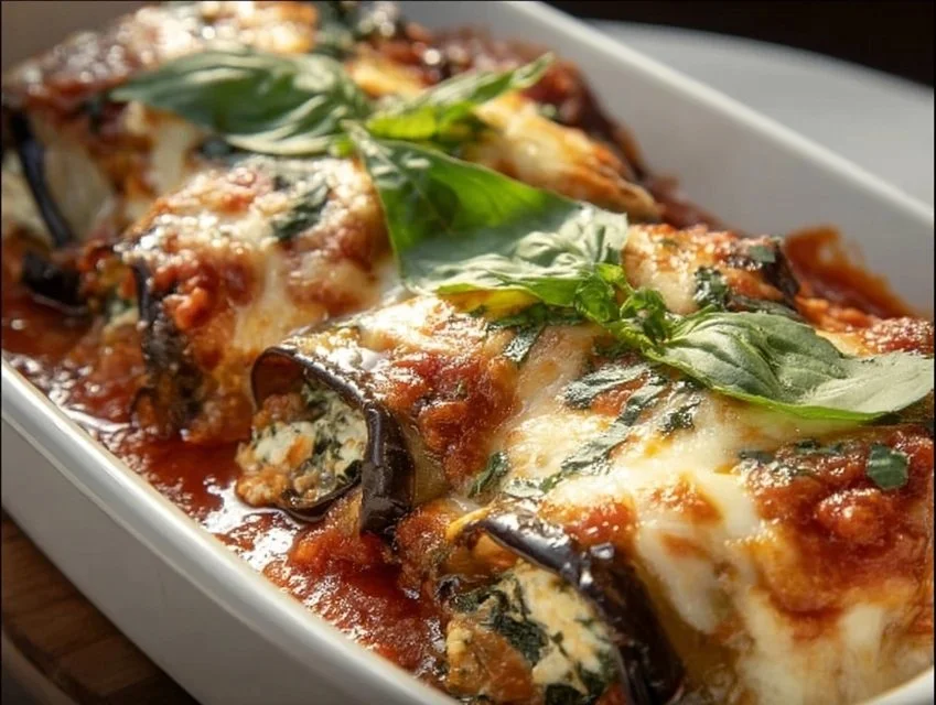 Fluffy Eggplant Rollatini Bake