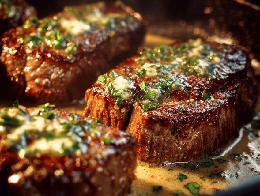 Garlic Butter Steak With Parmesan Cream Sauce