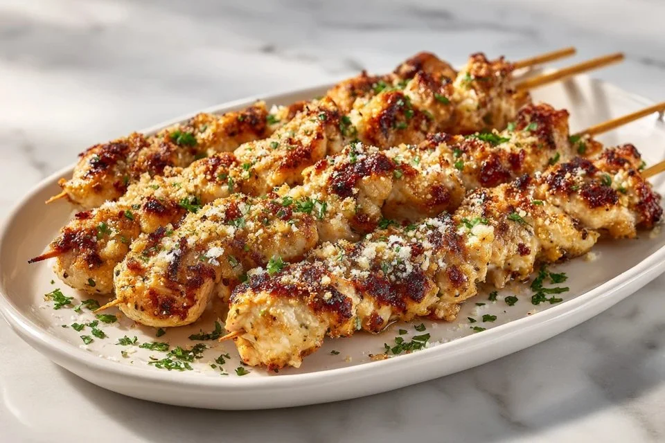 Garlic Parmesan Chicken Skewers
