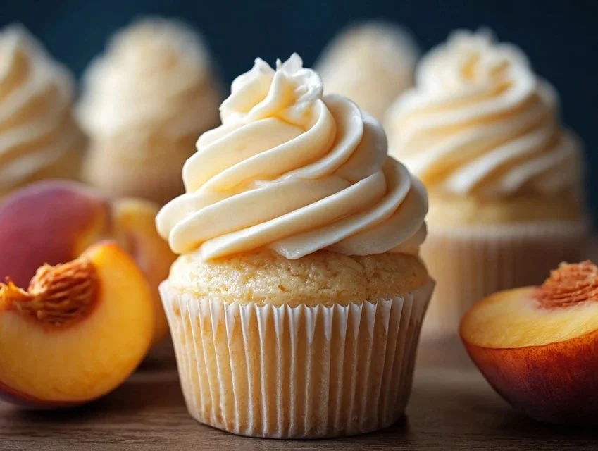 Honey Peach Cream Cheese Cupcakes