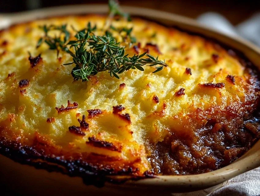 Incredible Ina Garten Shepherd's Pie recipe served in a rustic dish