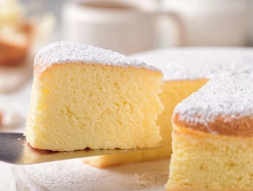 Fluffy Japanese Cheesecake with a light and creamy texture served on a plate.