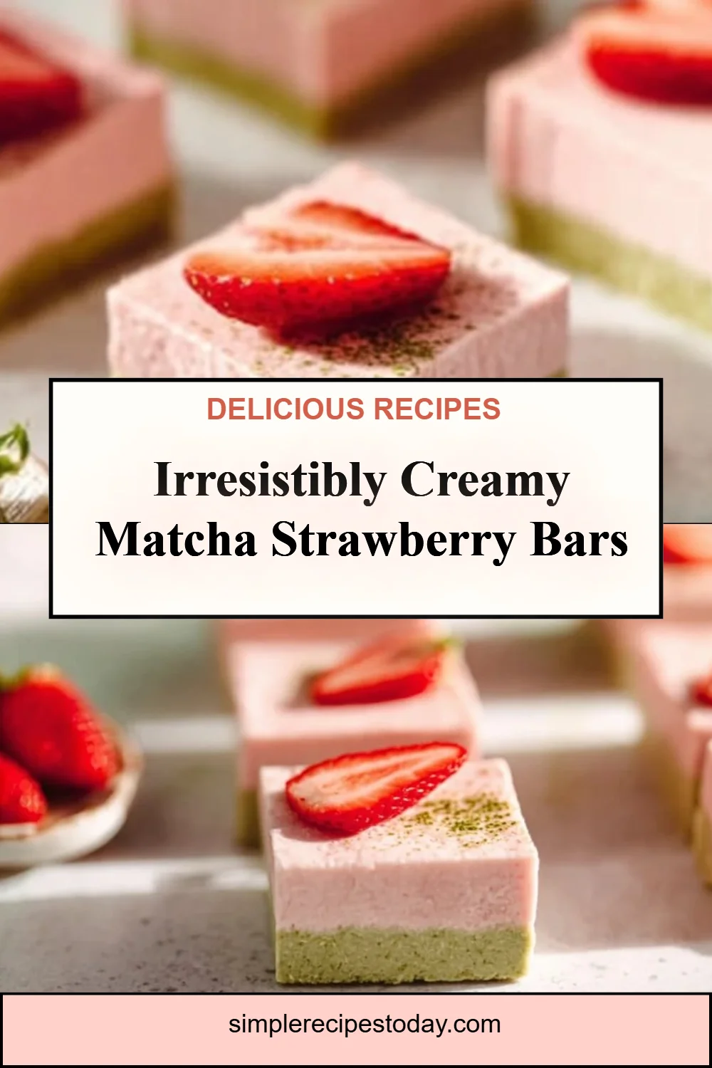 Matcha Strawberry Cream Bars