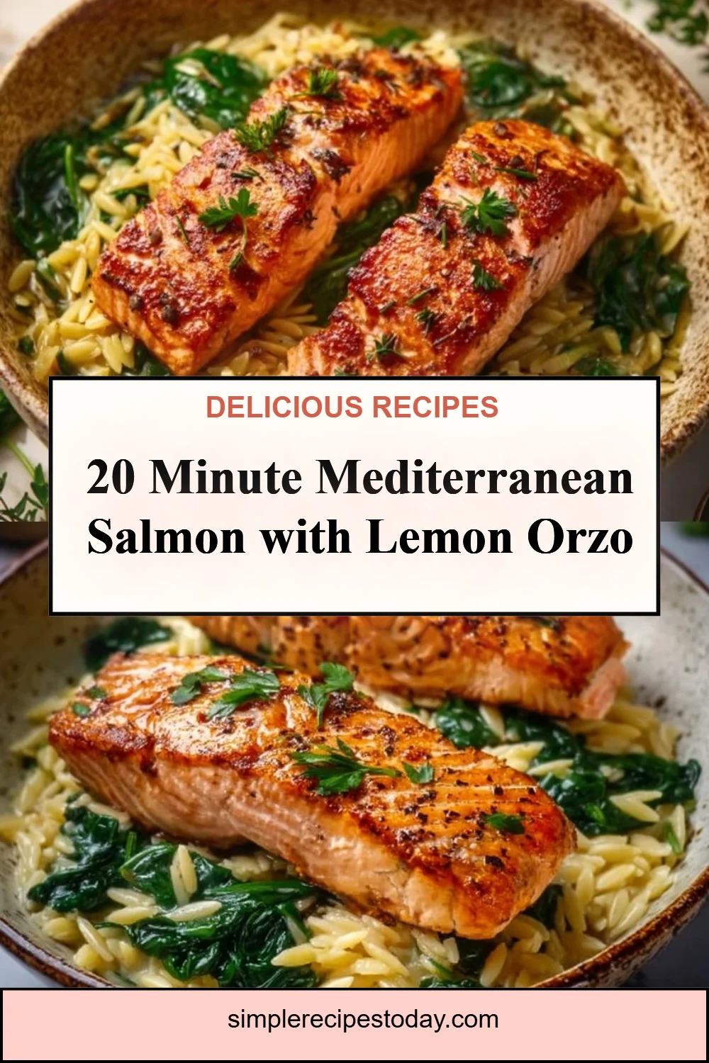 Mediterranean Salmon with Lemon Orzo