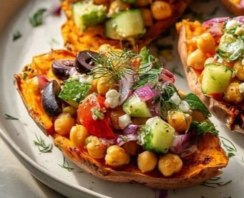 Mediterranean Stuffed Sweet Potatoes