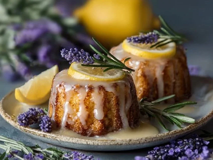 Mini Lemon Cakes With Lavender Glaze