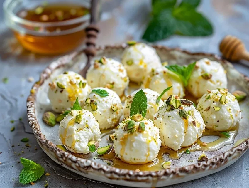 Ricotta Pistachio Honey Bites